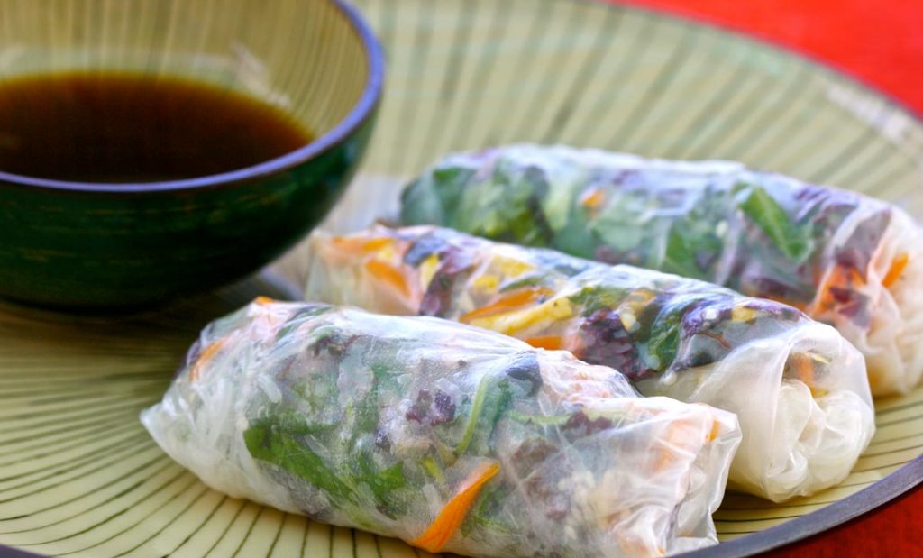 Gỏi cuốn chay = fresh vegetarian spring rolls on Ha Giang Loop